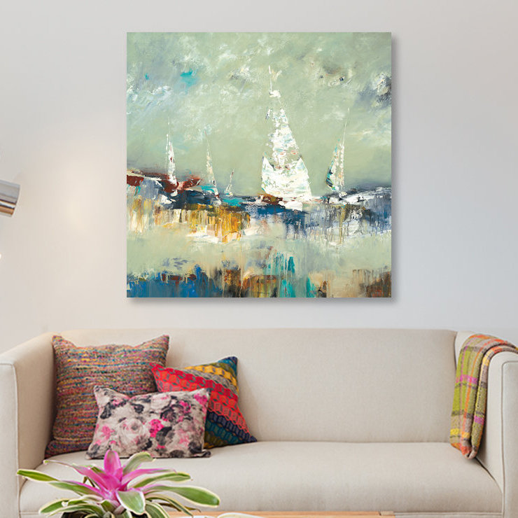 «Sailing Away», reproduction d'impression sur toile, H 37 po x l 37 po x P 1,5 po, Toile tendue, Pas de tapis