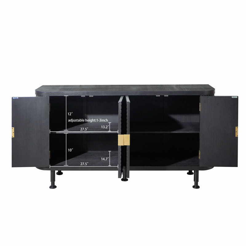 Armoire de rangement décorative, armoire d'appoint moderne avec tablettes réglables, buffet autoportant avec quatre portes, armoire décorative avec 4 portes pour le couloir du salon