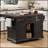 54.9 Inch Kitchen Island with Drop Leaf, Power Outlet, Storage Cart, Cross Barn Doors, Visual Glass Door, and 4 Wheels for Easy Mobility-516810504