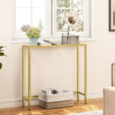 Narrow Tempered Glass Console Table – Modern Entryway, Sofa, Or Side Table For Living Room, Foyer, Hallway, Or Bedroom