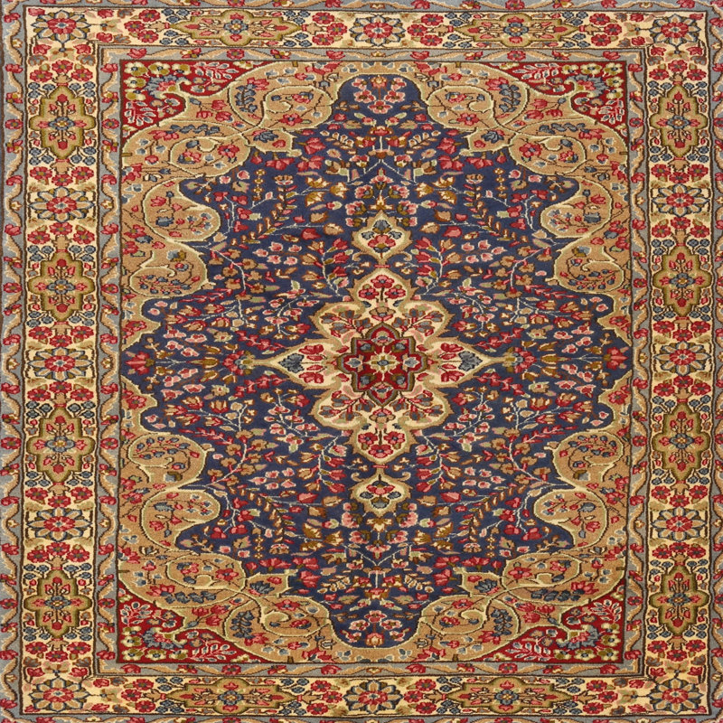 Tapis vert de style oriental, Rond 5 pi