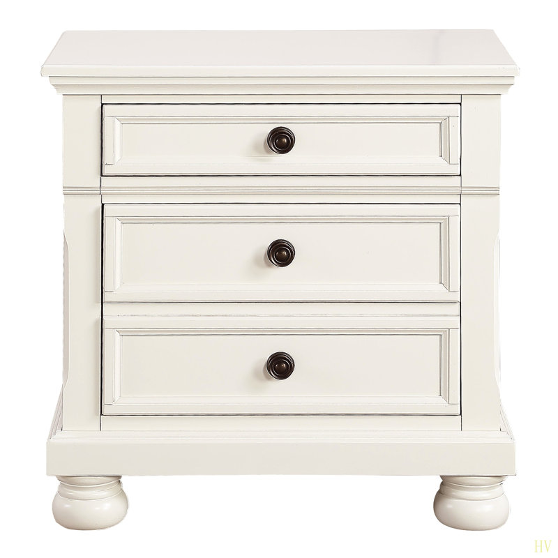 Table de chevet avec tiroirs cachés, Blanc