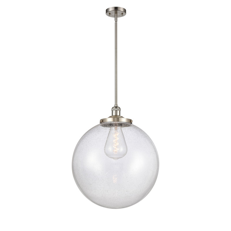 Luminaire suspendu simple à 1 lumière Beacon, Nickel satiné brossé, Grainé