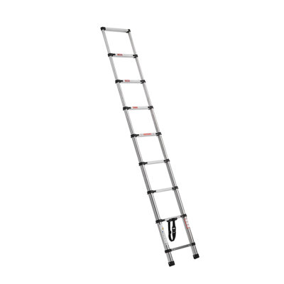 Échelle télescopique, échelle extensible légère de 2,6 m en acier inoxydable, échelle pliable à rétraction multi-boutons, capacité de 150 kg et pieds antidérapants, échelle portable à 9 marches pour la maison, le VR et le grenier