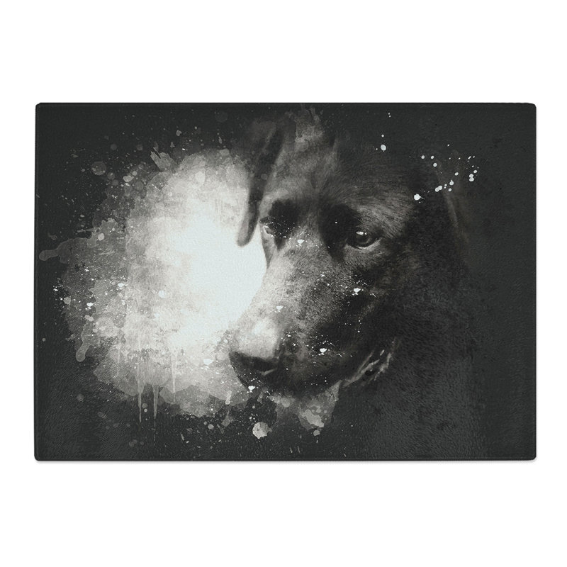 Tempered Glass Black Labrador Chopping Board, 20 cm x 28.5 cm