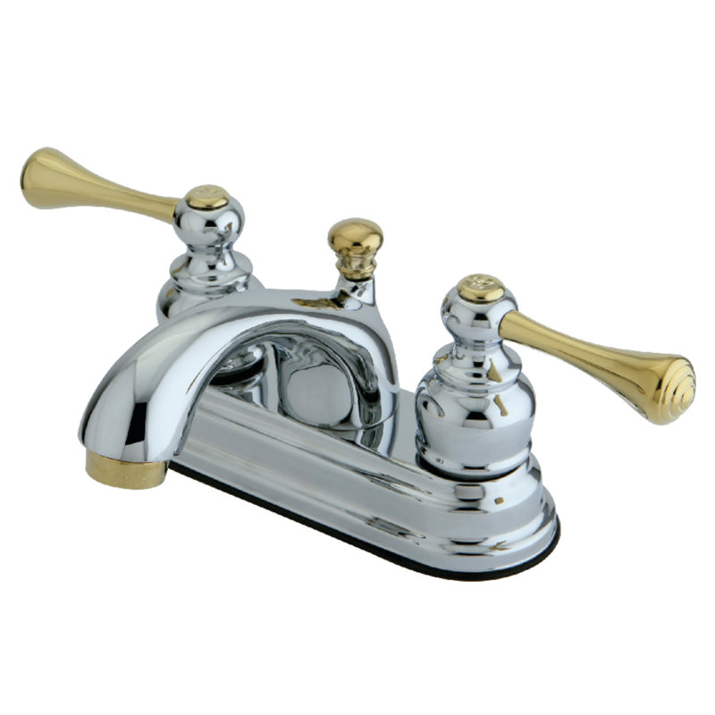 Kingston Brass Vintage Two-Handle 3-Hole Deck Mount 4" Centerset Bathroom Faucet with Plastic Pop-Up