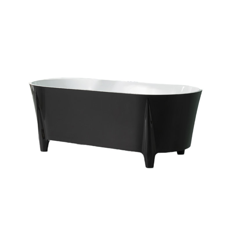 63'' x 29.5'' Freestanding Soaking Acrylic Bathtub, Black