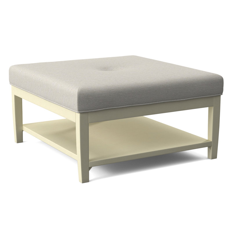 Hammond Square Ottoman, Frost White Finish, White Performance Fabric; 0851-94