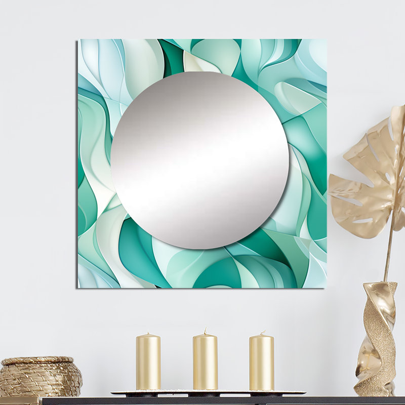 Motif côtier de verre de mer vert clair - art mural moderne carré, 29 po x 29 po