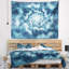 Tapisserie florale florale bleue enneigée-28485875