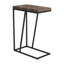 Table d'appoint rustique tabac à chevrons avec pieds en métal noir sablé, style industriel moderne | Idée de cadeau