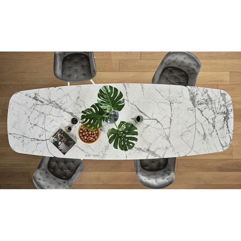 Tables extensibles Cartesio, 29.63"H x 65"L x 39.38"W, Black Statuary Marble, Matt Black