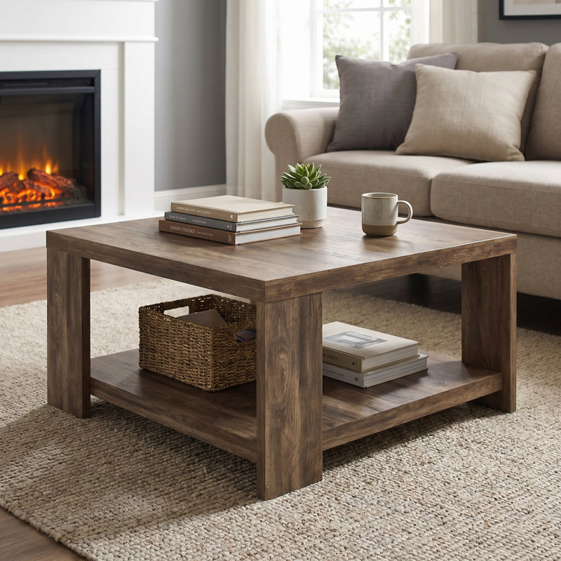 Table basse carrée 31 "avec rangement Caomhan Basilico, Brun