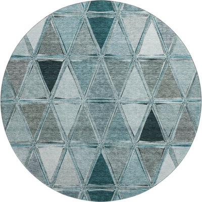 Premium Machine Washable Prisco Teal Rug