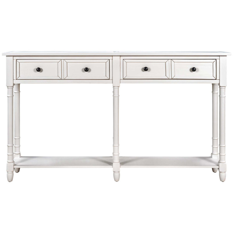 Mccaw Console Table Sofa Table Easy Assembly with Two Storage Drawers and Bottom Shelf for Living Room, Entryway, White