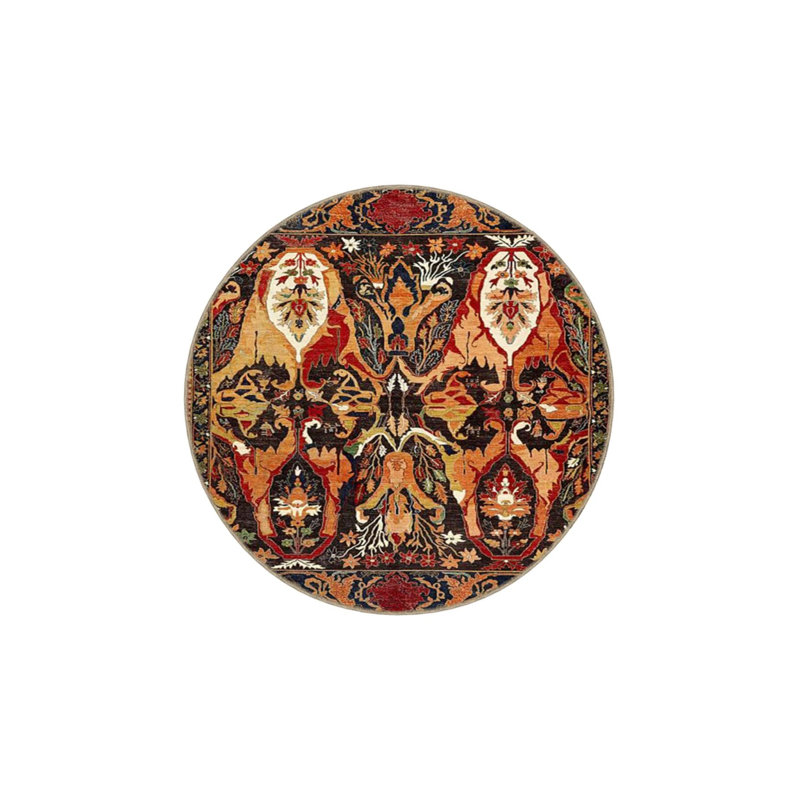 Tapis moderne tissé avec des fleurs de couleurs mélangées dans des tons rouges, Rectangle 2 pi 4 po x 4 pi