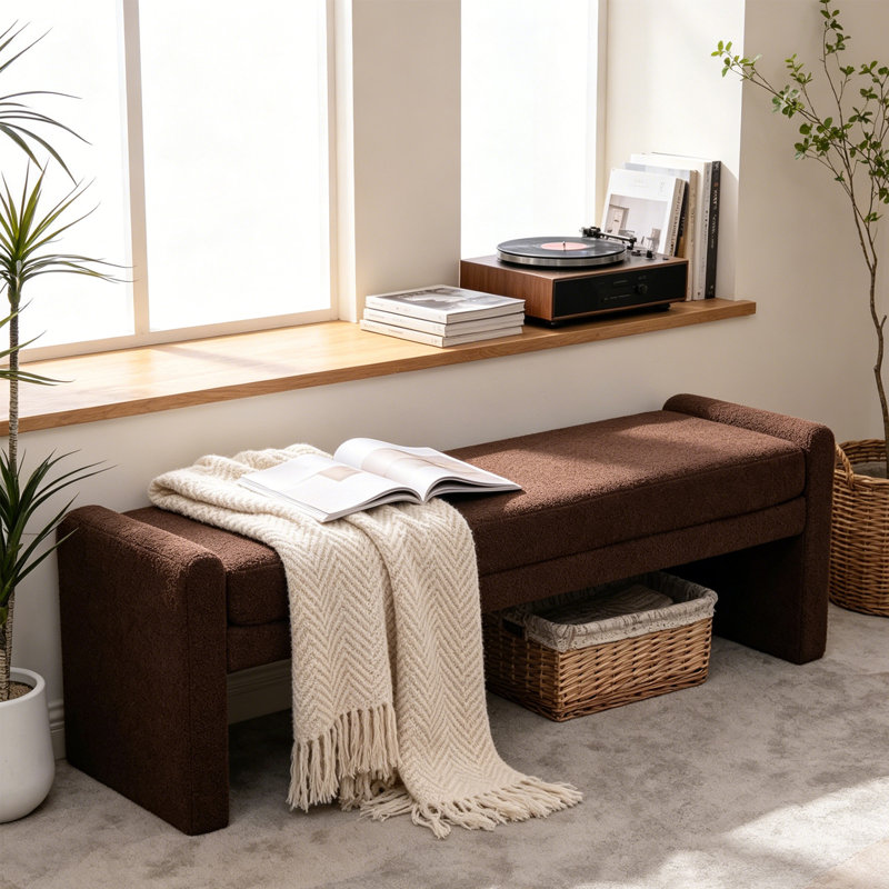 Banc de chambre en tissu 66,9 po, Café