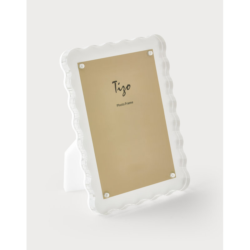 Lucite Frame Wave Design, White, 8" W x 10" H