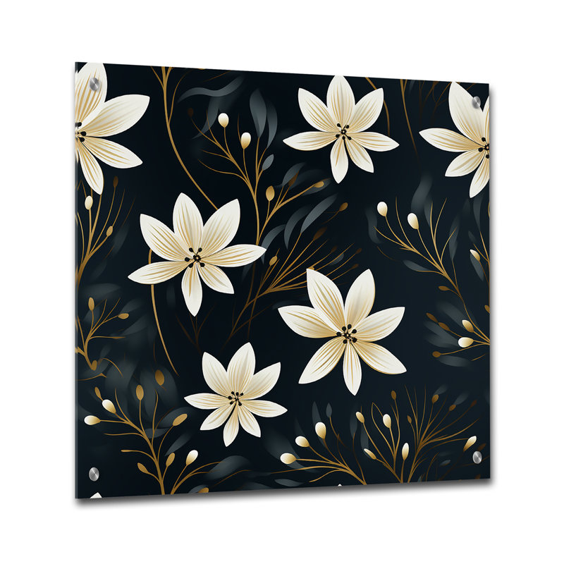 Rosalie - Art mural floral en acrylique, H 16 po x l 16 po