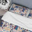 Patchwork bleu et crème - ensemble de housse de couette abstrait - microfibre de polyester-410981945