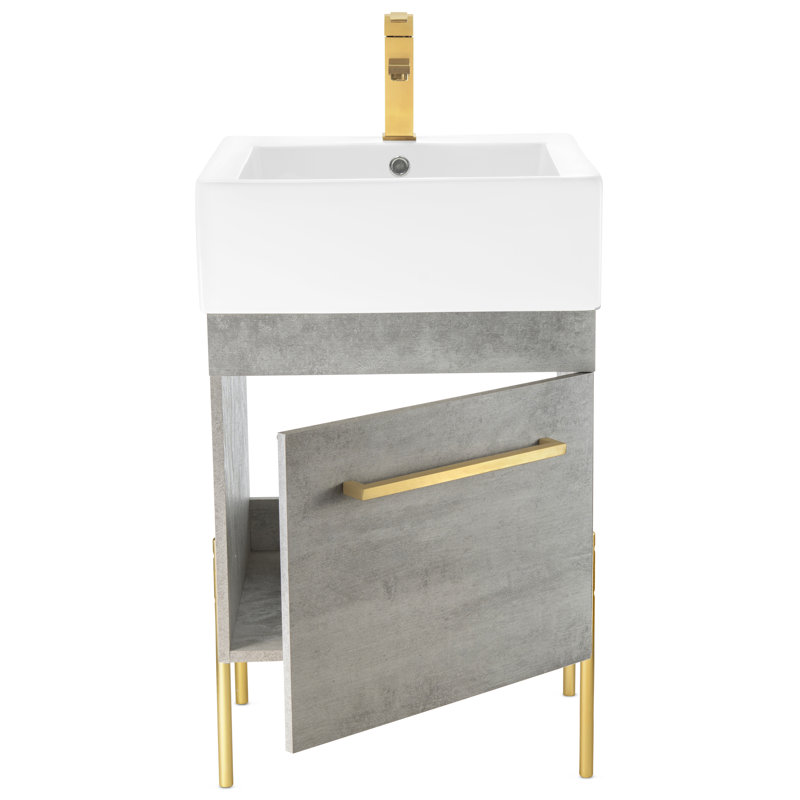 Ensemble de meuble-lavabo simple 20 po Taft Avenue, Gray Marble, Laiton satiné