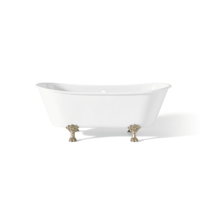Winchester 68'' L Soaking Bathtub, Polished Nickel, White Interior with White Exterior