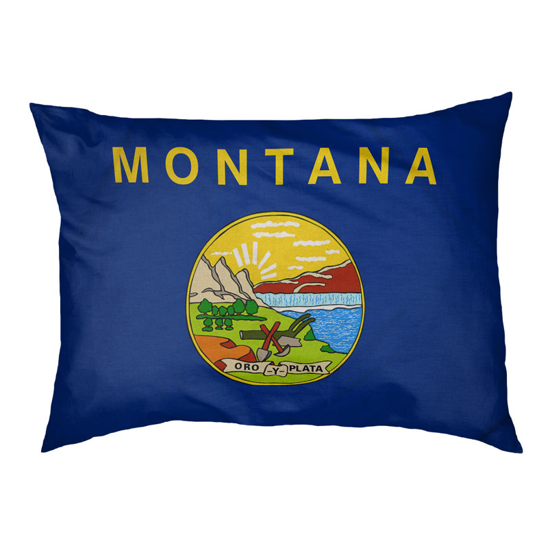 Coussin stylisé montana flag Burien, L 19,5 po x l 29,5 po, Marron foncé