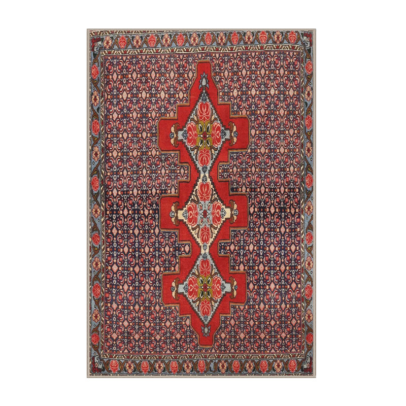 Tapis oriental orange / bleu, Rectangle 5 pi x 8 pi