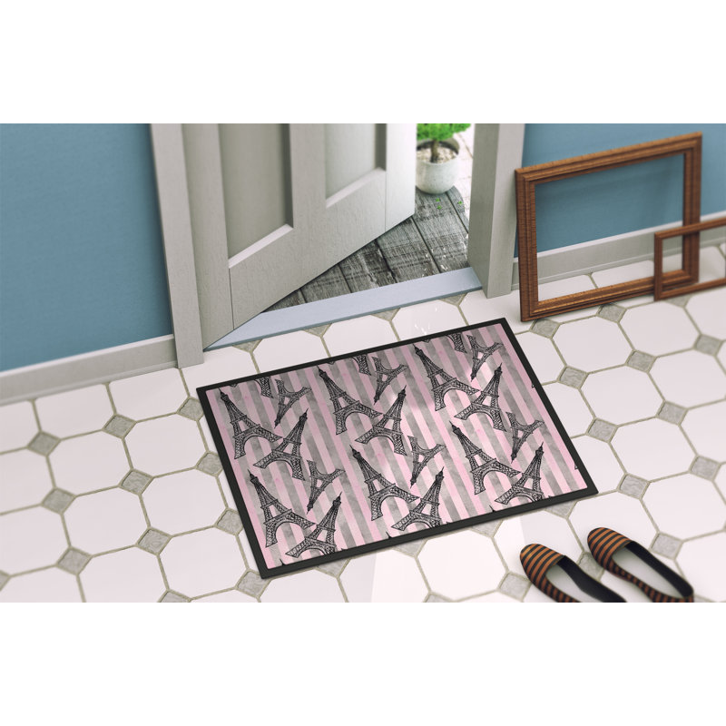 Belinda Non-Slip Striped Outdoor Doormat, 0.25" H x 27" W x 18" D