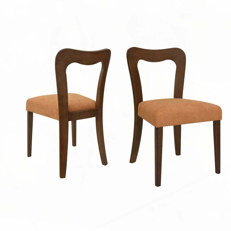 Alaric Mid-Century Modern Rubberwood Dining Chairs, Walnut, Walnut