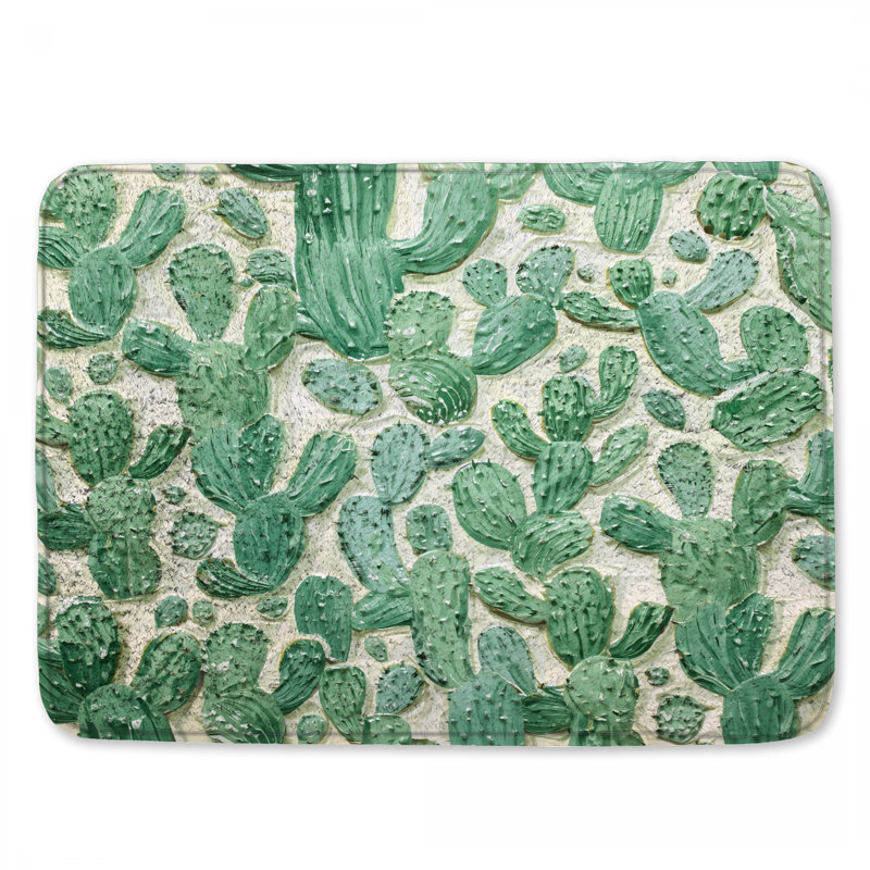 Tapis de bain Green Cactus Illustration, L 24 po x L 17 po