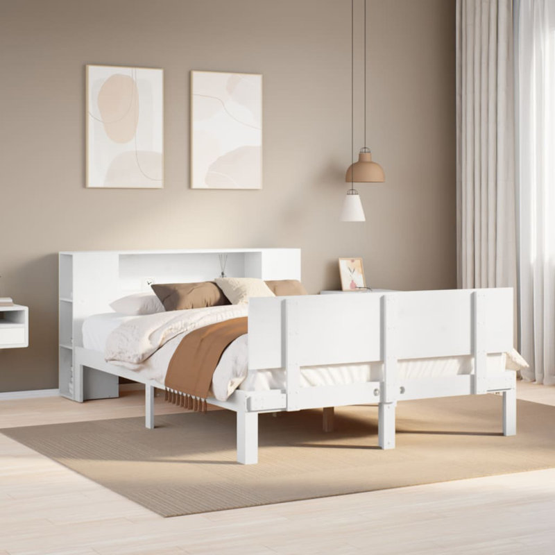 Aquila Solid Wood Bed, 135 x 190 cm, White