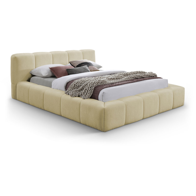 Lit en tissu Carille Chenille, Grand, Beige Chenille Fabric
