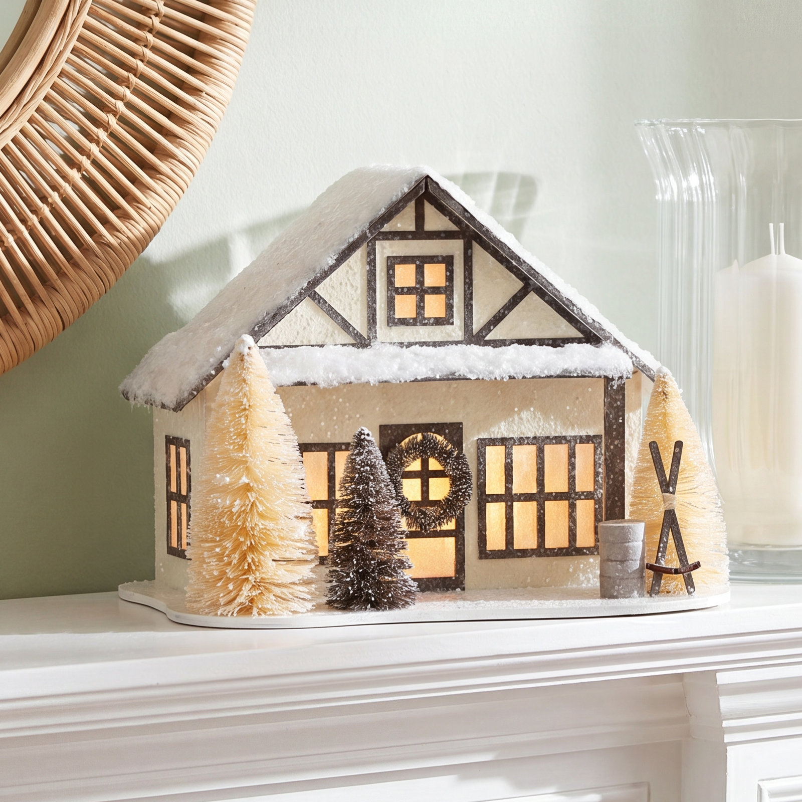 10" LED Cardboard Ski Chalet