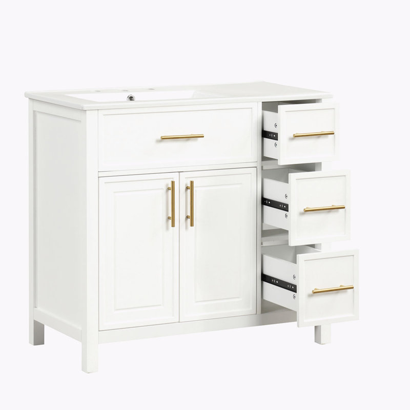 Meuble-lavabo avec lavabo pour la salle de bain, Blanc