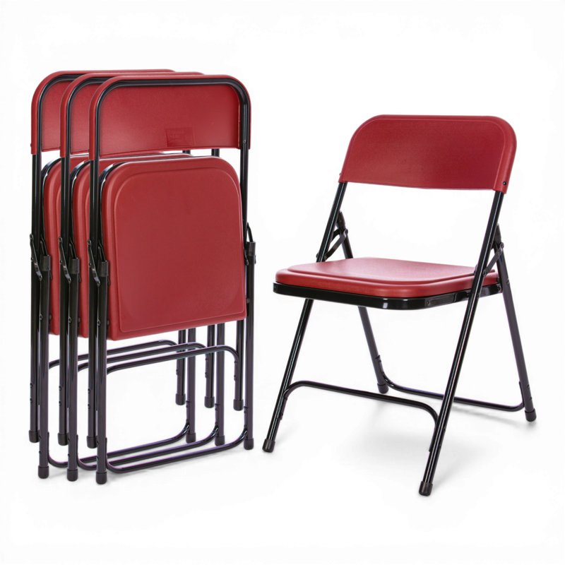 Lucille Plastic Stackable Folding Chair , Rouge