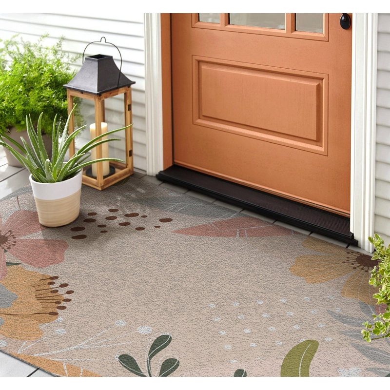 Non-Slip Floral Outdoor Doormat