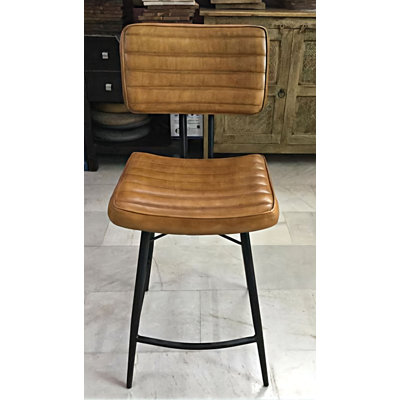 Upholstered Counter Stool with Metal Frame