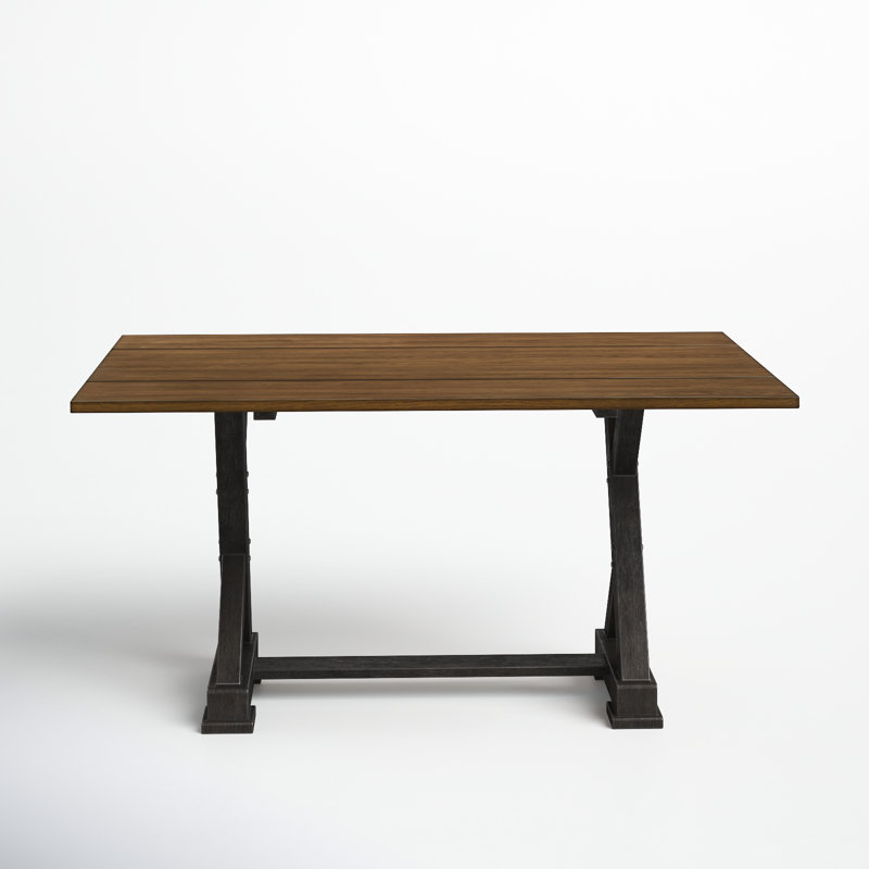Devante Foldable Leaf Trestle Dining Table, Light Oak, Black