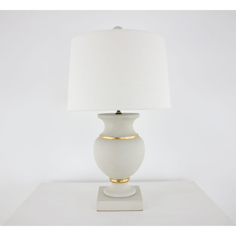 Andreas Table Lamp, Soft Light Veranda Gray/Gold Leaf, Natural Off White