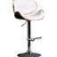 Tabouret de bar pivotant à hauteur réglable moderne avec siège et dossier courbés blanc, structure en noyer contemporain avec base en piédestal 36 44 po