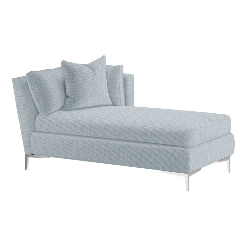 Aiden Chaise Lounge, Right Hand Facing, Polished Stainless, Perigold Youngman Ebony