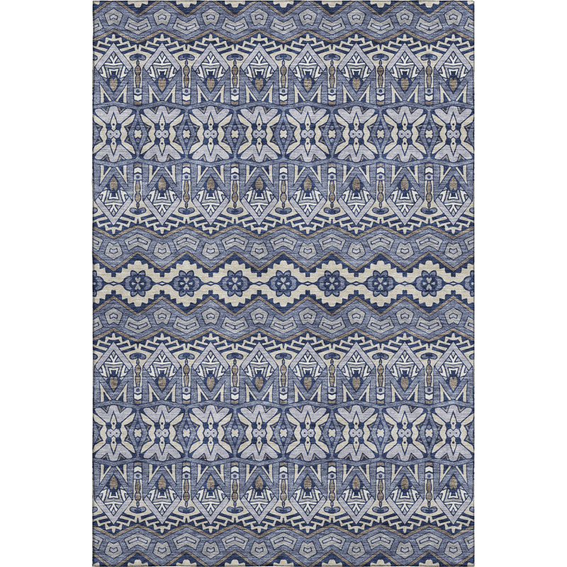 Premium Machine Washable Prisco Denim Rug, Rectangle 2'6" x 3'10"