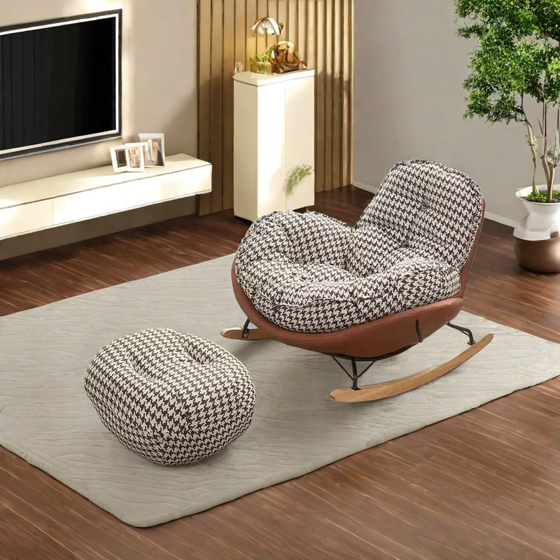 Chaise berçante confortable et exquise, Orange/brun