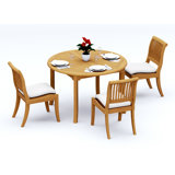 2 Seats 3 Pcs Grade-A Teak Wood Dining Set: 48" Round Table And 2 Arbor Stacking Armless Chairs #11AB1000