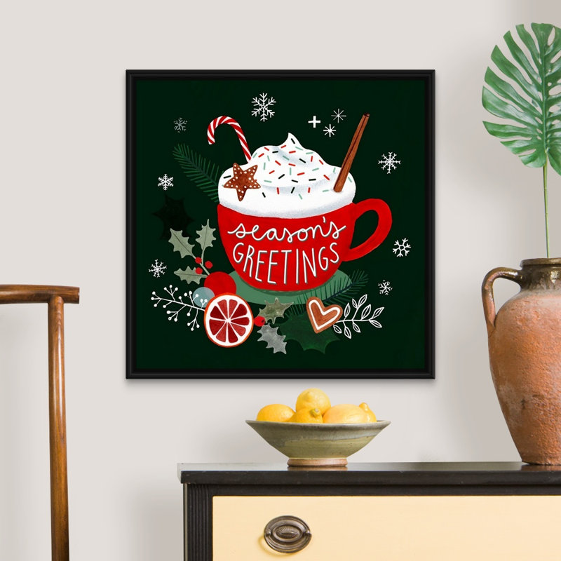 «Christmas Comforts I» par Victoria Borges - reproduction d'art textuel sur toile, H 26 po x l 26 po x P 1,75 po, Cadre noir