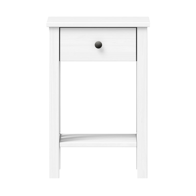 Ahmyiah 1-Drawer Solid Wood Nightstand, 1, White