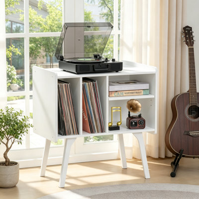 Table de rangement tourne-disque en vinyle avec 4 armoires pour 120 albums