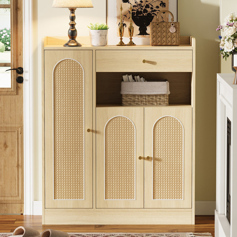 12 Pair Shoe Storage Cabinet, Natural