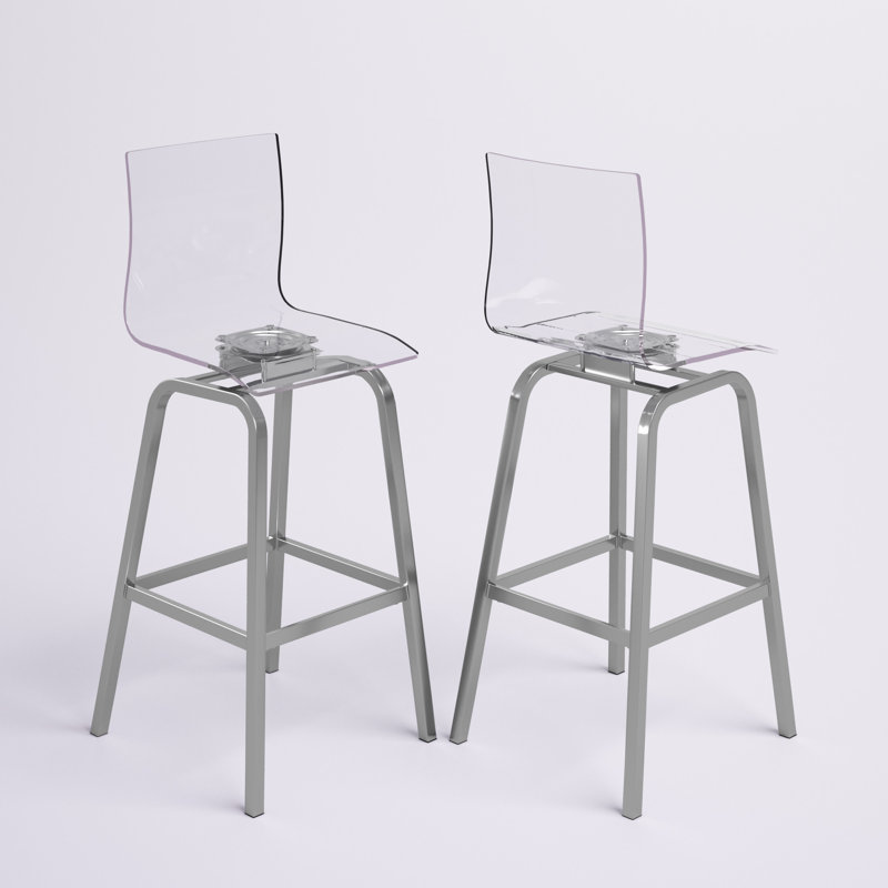 Aylisha Swivel Counter Stool with Metal Frame, Chrome, Bar Stool (30" Seat Height)